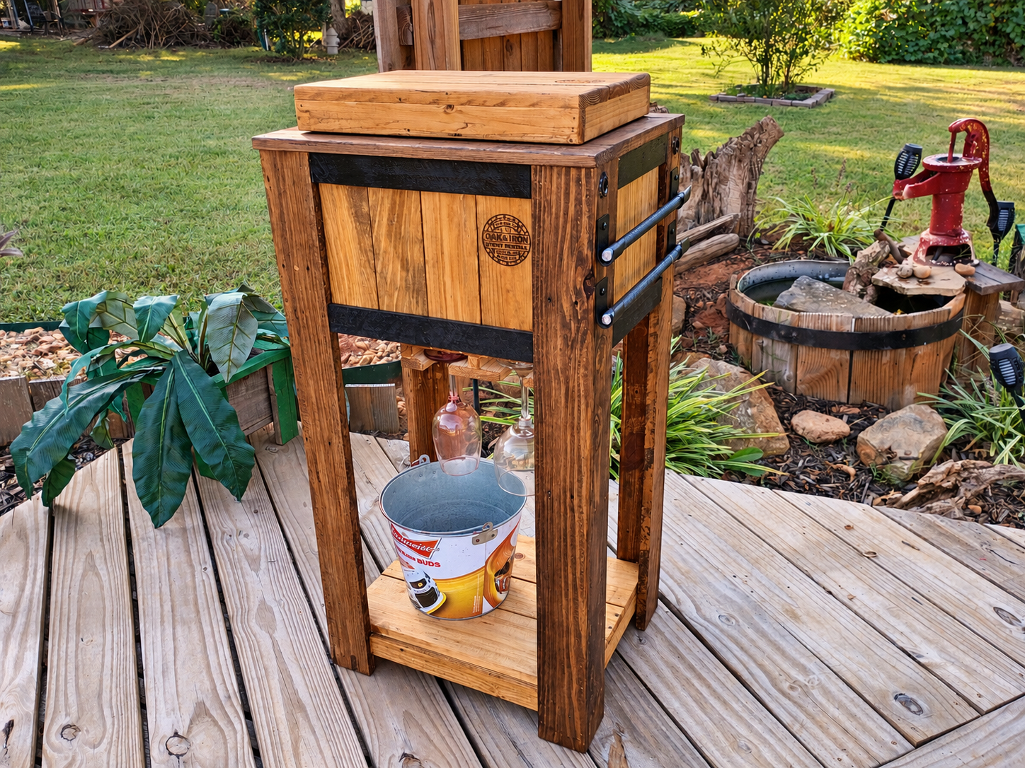 Oak & Iron Rustic Beverage Station